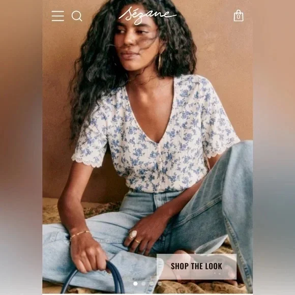 Sezane Celia T-Shirt in Rosa Blue - Picture 8 of 8